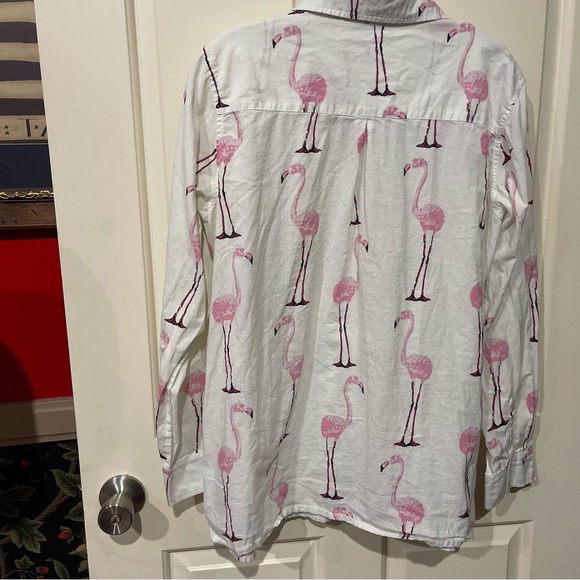 Catalog Favorites Standing Flamingo Print Pattern Long Sleeve Dress Shirt Size L - Picture 3 of 7